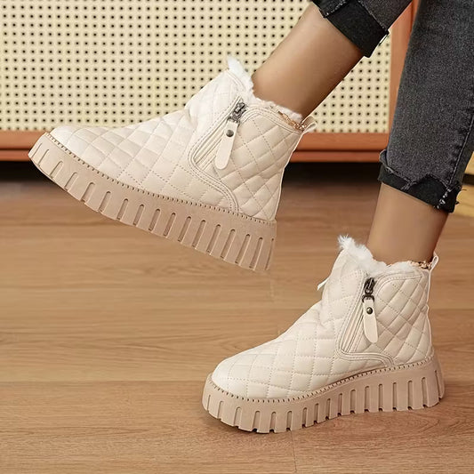 Dame vinterstøvler med imiteret pels